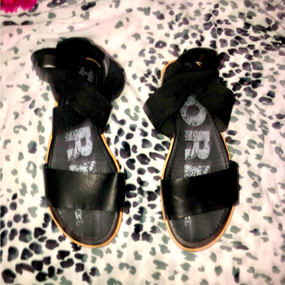 Sorel Ankle Strap Sandals Ella Black Size 7